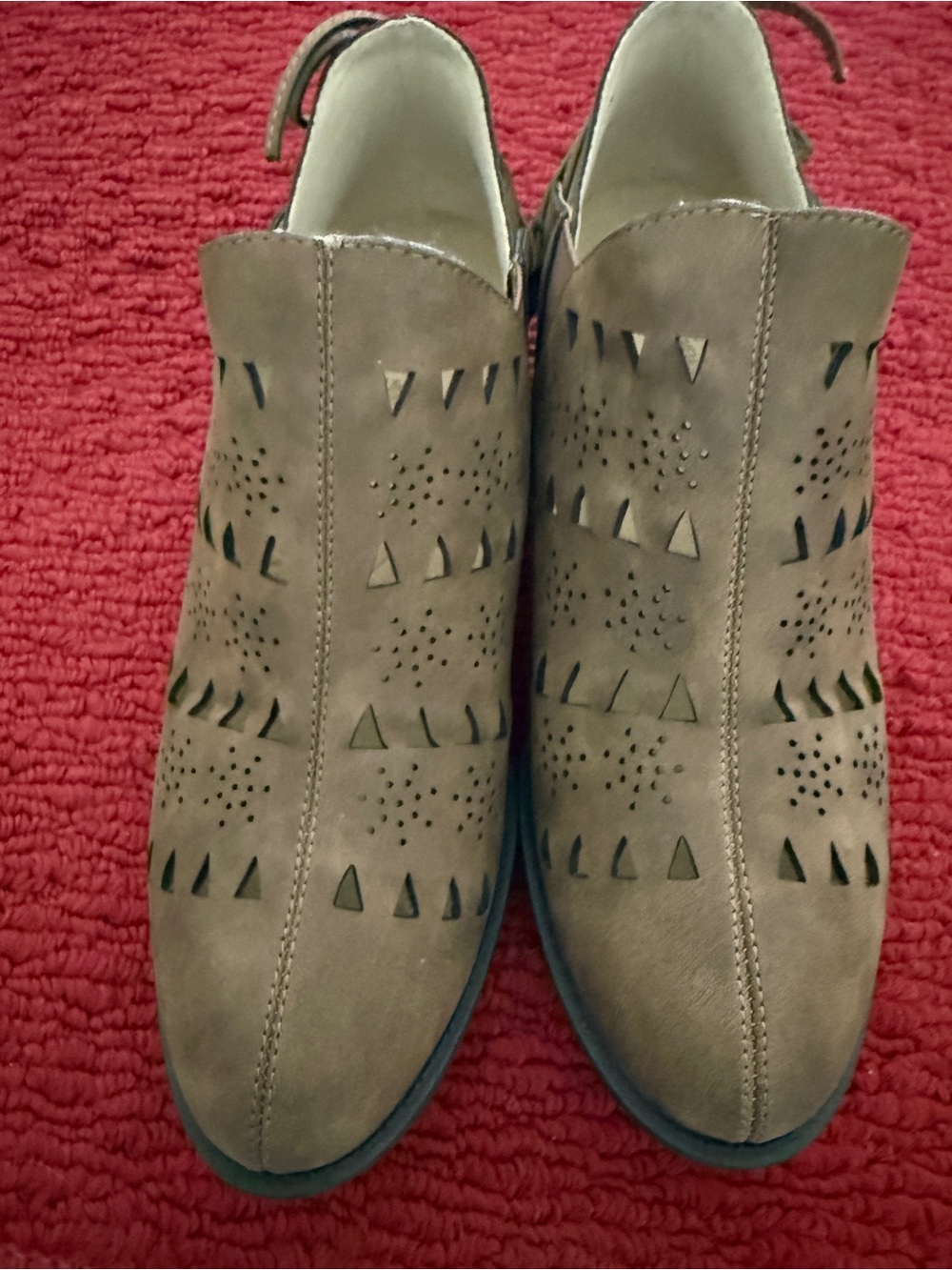 JBU Taupe Suede Cutout Slip-On Mules